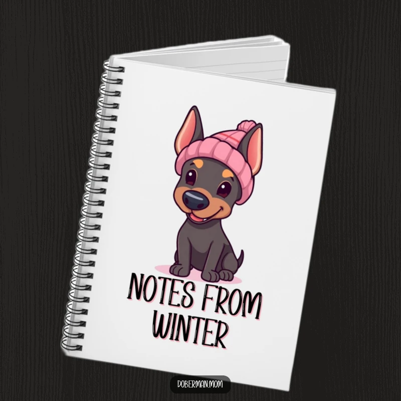 Funny Doberman hat wave notebook, Doberman in hat waving, for writing and drawing, cute stationery.