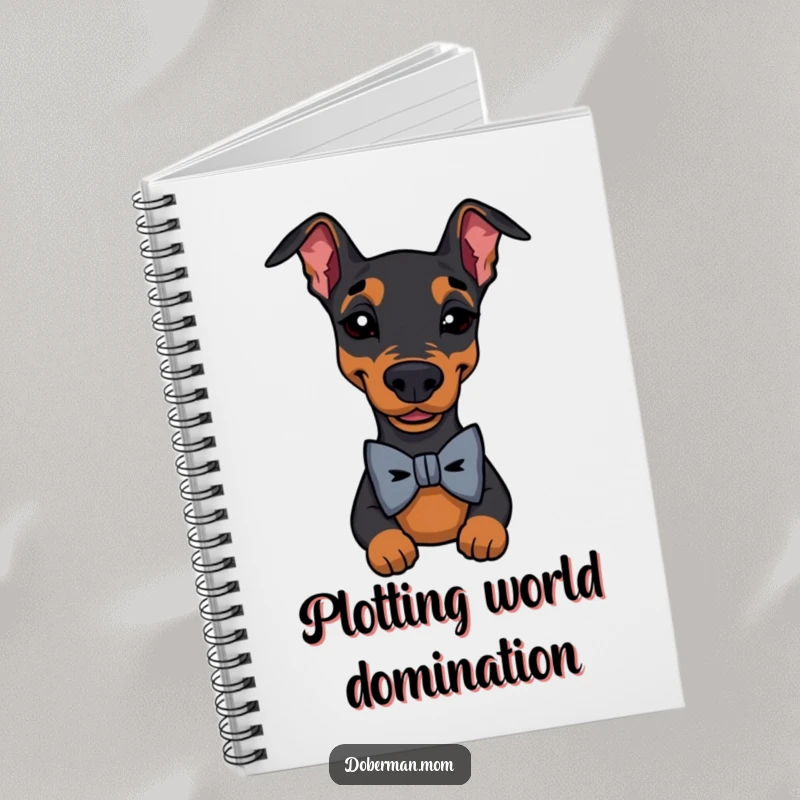 Funny Doberman Bow Tie Wink Notebook: a dog in a bowtie winks; ideal for capturing notes with humorous, stylish flair.