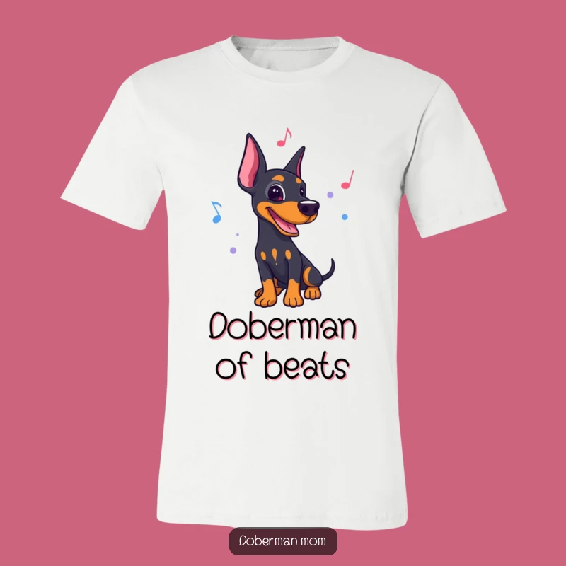 Funny Musical Doberman T-Shirt: Dancing Pup, Rhythmic Apparel