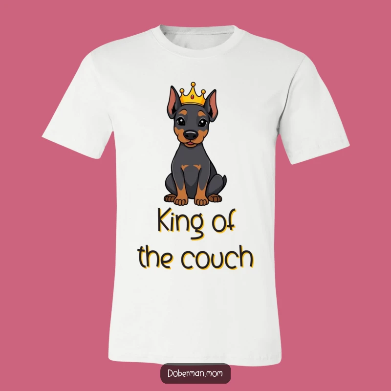 Funny Crowned Doberman T-Shirt - Attentive Royal Pup Funny Gift Tee