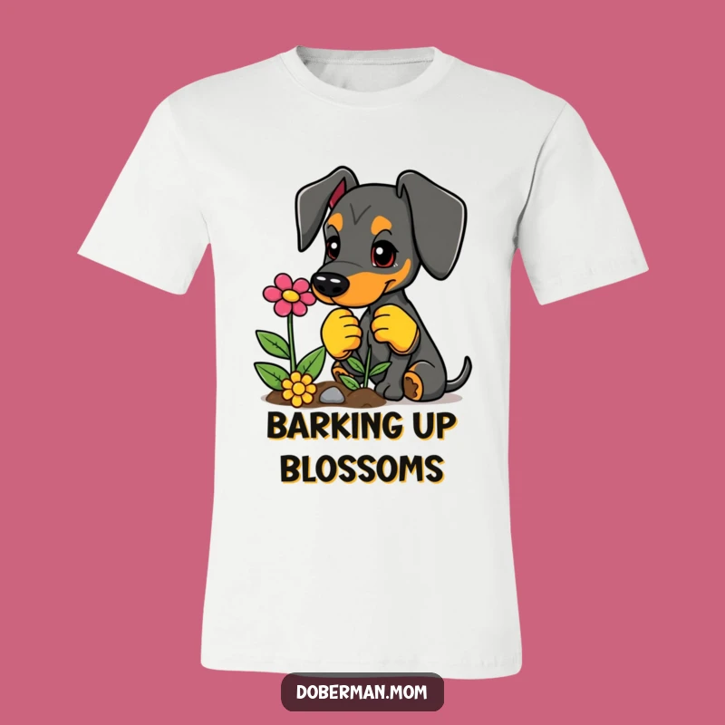 Funny Doberman Gardener T-Shirt: Planting Pup, Perfect Garden Apparel