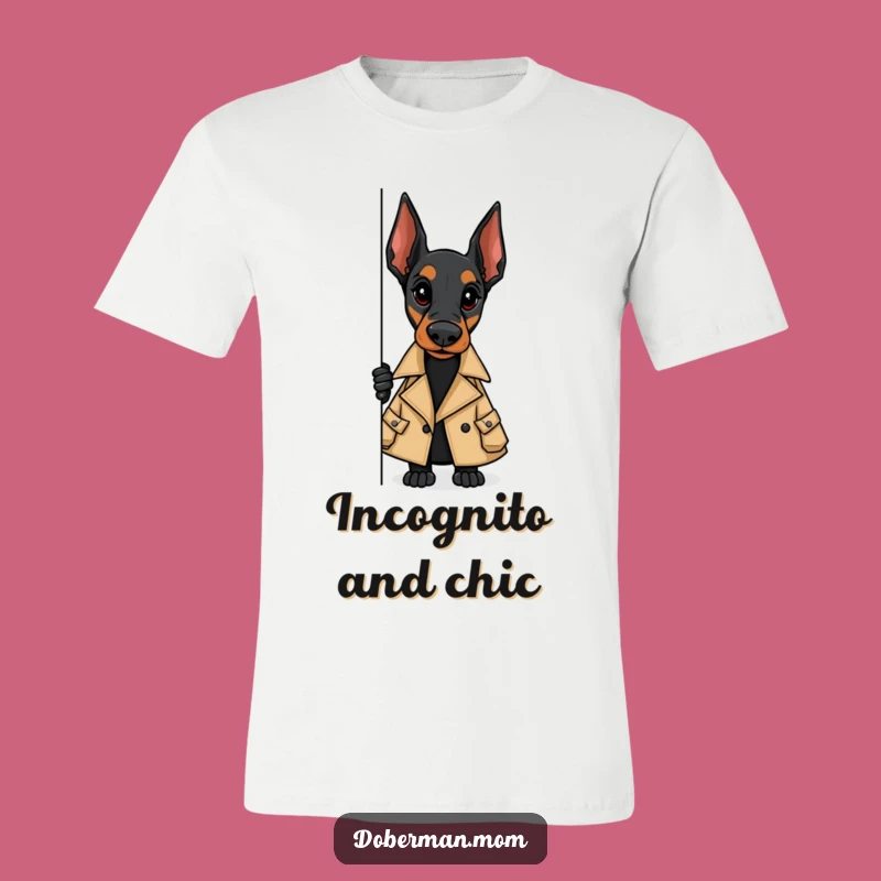 Funny Doberman Trench Coat T-Shirt - Spy Canine Apparel Gift