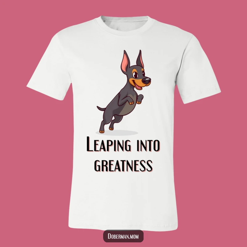 Funny Determined Doberman Jump T-Shirt - Athletic Dog Tee