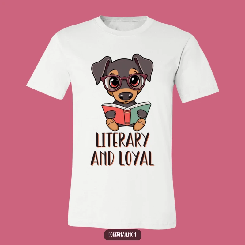 Funny Doberman Scholar T-Shirt - Hilarious Dog Reading Tee Gift