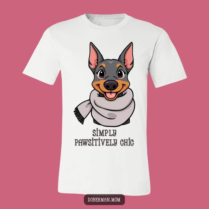 Funny Doberman T-Shirt: Elegant Dog in Stylish Scarf Makes a Hilarious Gift