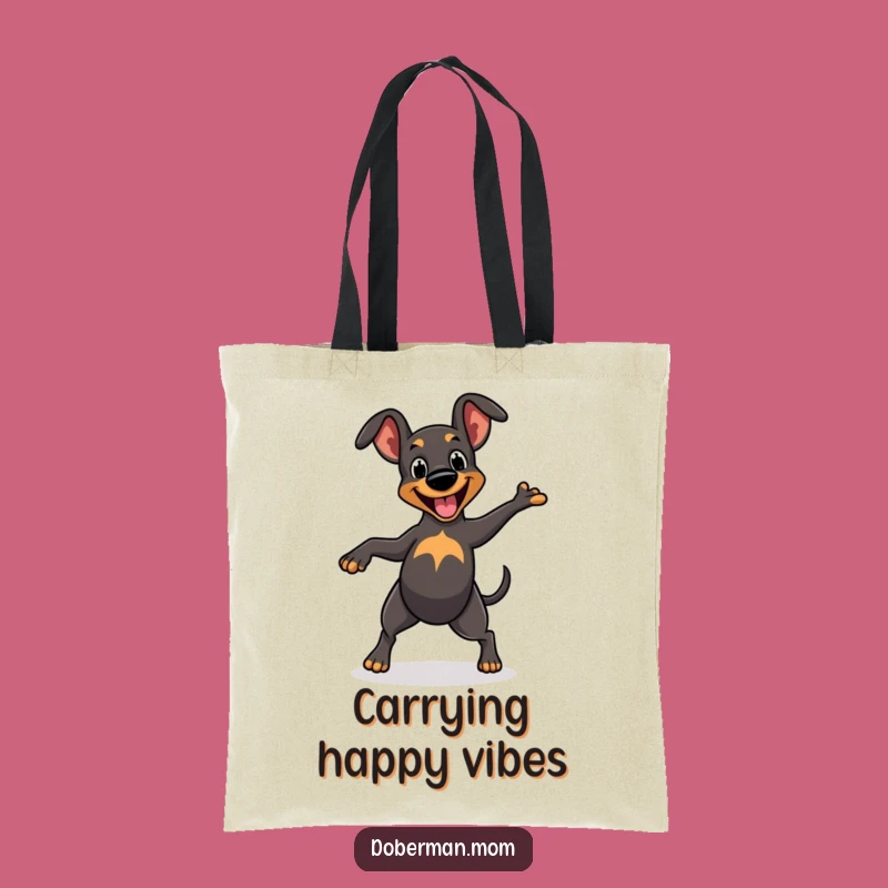 Funny Cheerful Doberman Dance Tote Bag: Carry Your Joy and Essentials