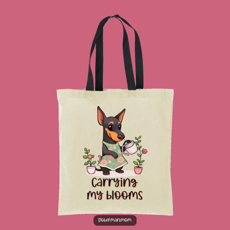 Funny Doberman Gardener Tote Bag: Carry Your Plants in Style - A Perfect Funny Gift!