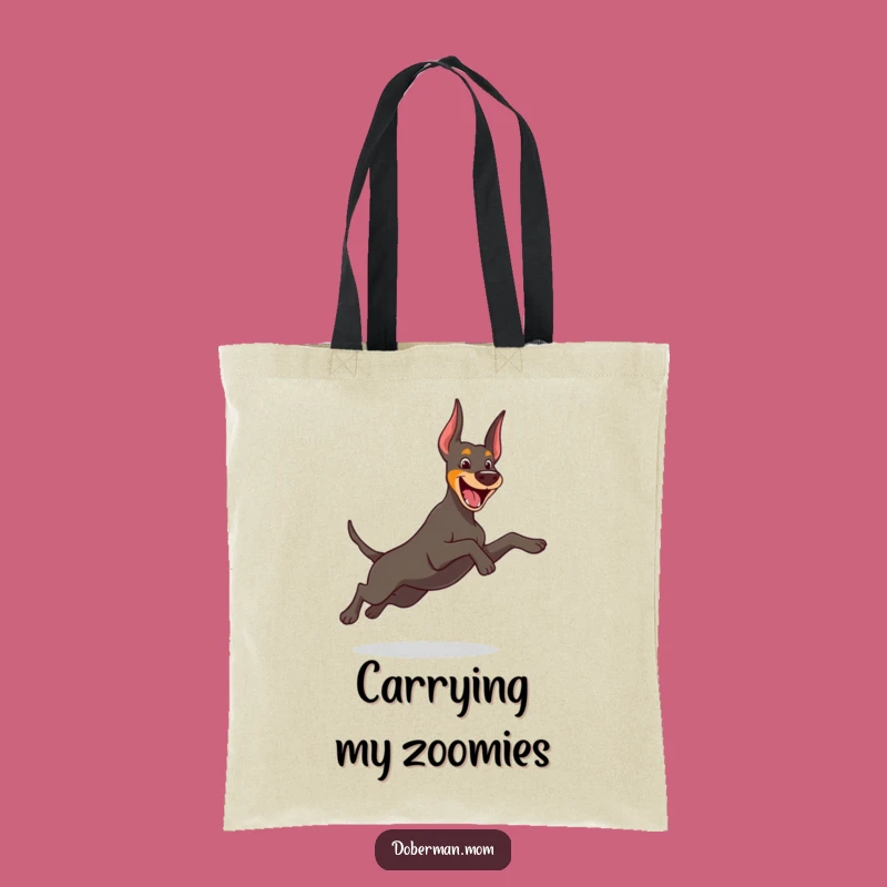 Funny Leap Doberman Tote Bag: Carry Your Fun with This Playful Dog Bag