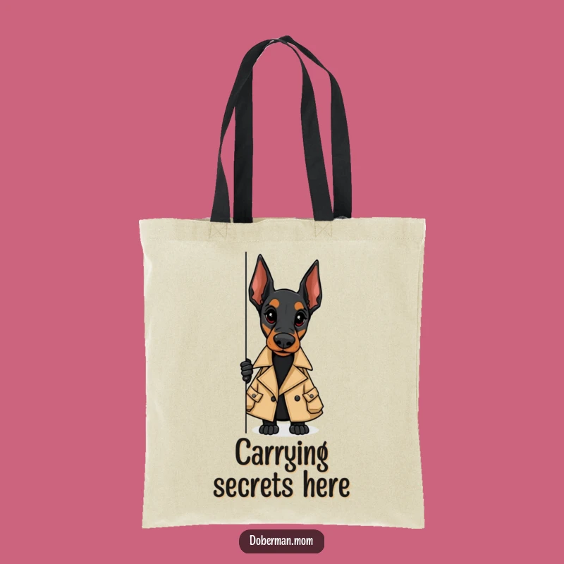 Funny Doberman Trench Coat Tote Bag - Spy Accessory Gift