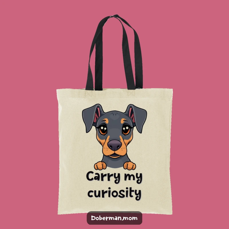Curious Doberman Tote Bag: Carry Your Essentials with Funny Doggy Wonder