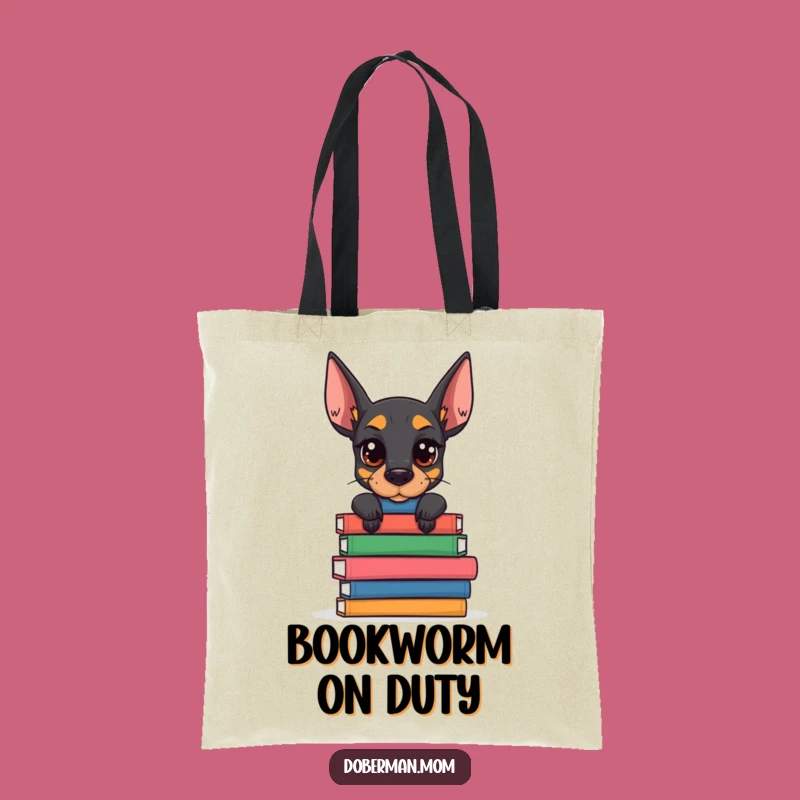 Funny Doberman Book Stack Tote Bag: Carry Your Knowledge in Style Gift