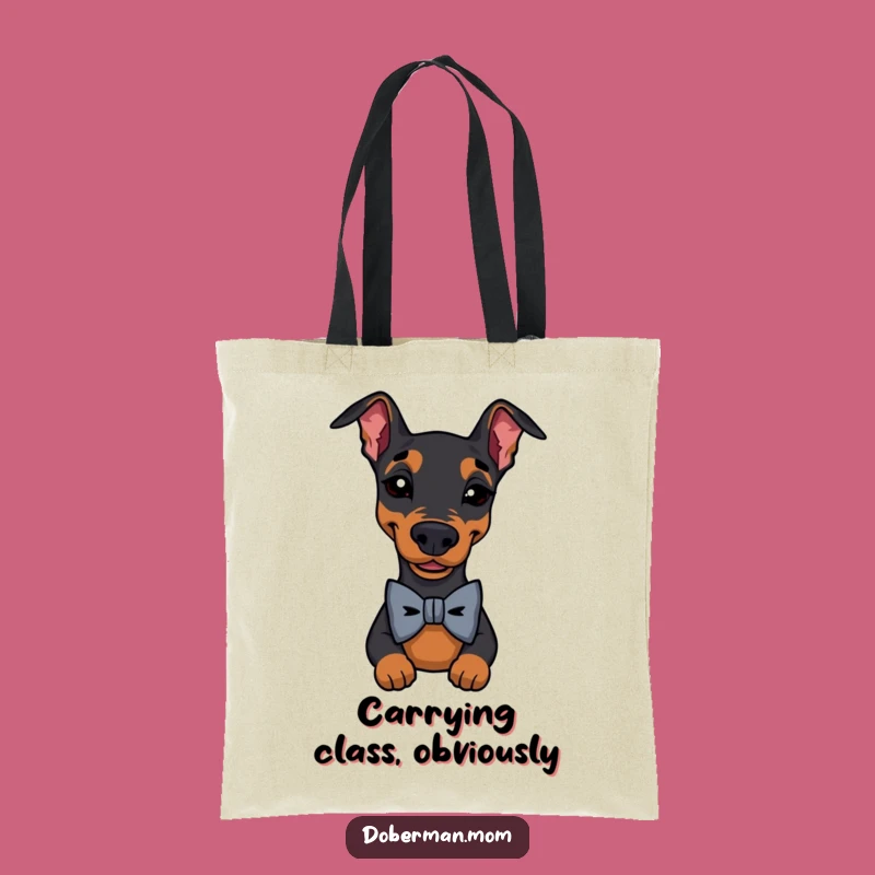 Funny Doberman Bow Tie Wink Tote Bag: Chic Canine Carry-All Gift