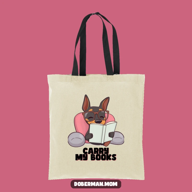 Funny Doberman Reading Tote Bag: Carry Your Books in Hilarious Style