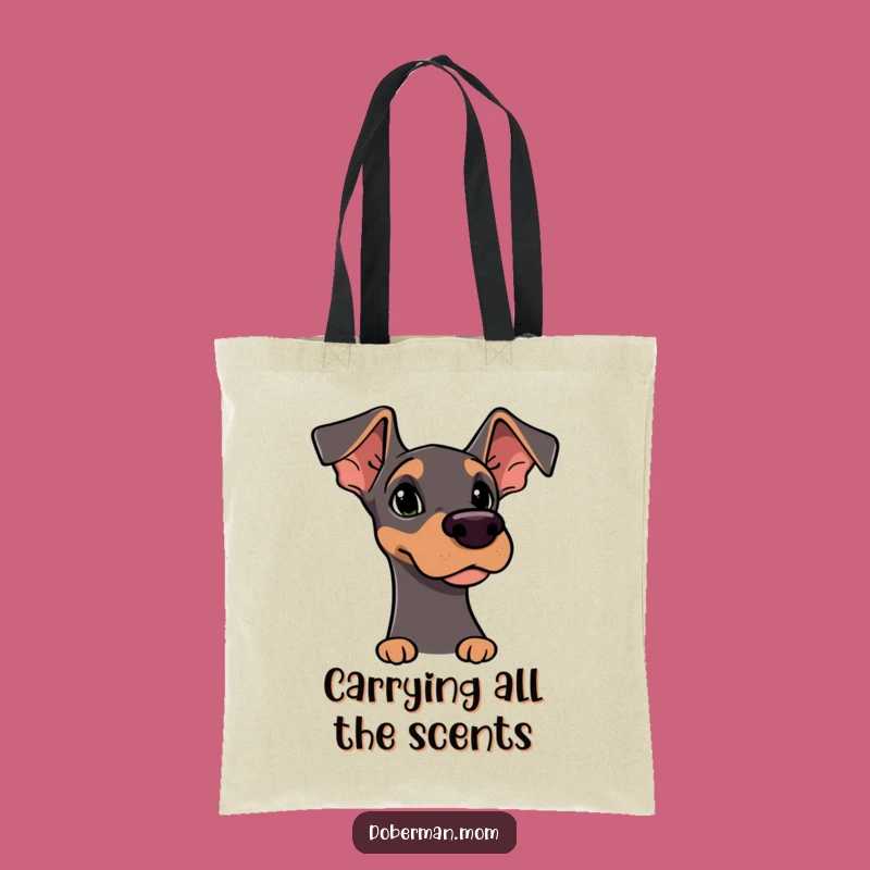 Funny Doberman Sniffing Tote Bag: Carry Your Curiosity in Style