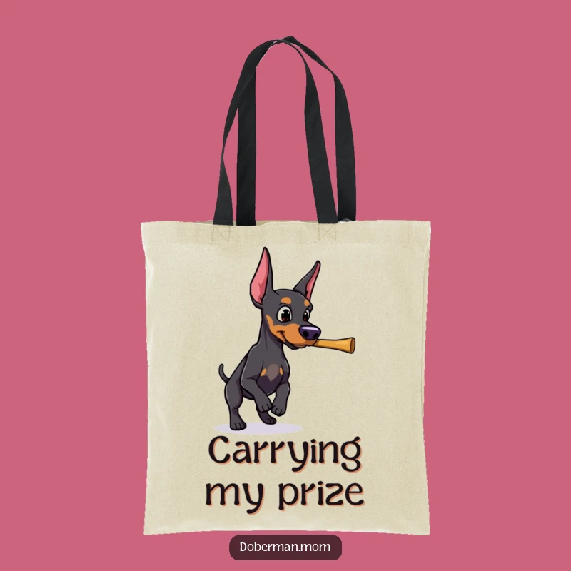 Funny Doberman Stick Fetch Tote Bag: Carry Your Determination