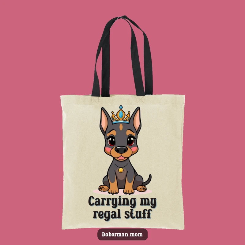Funny Doberman Tiara Tote Bag - Stylish and Humorous Royal Canine Carryall Gift