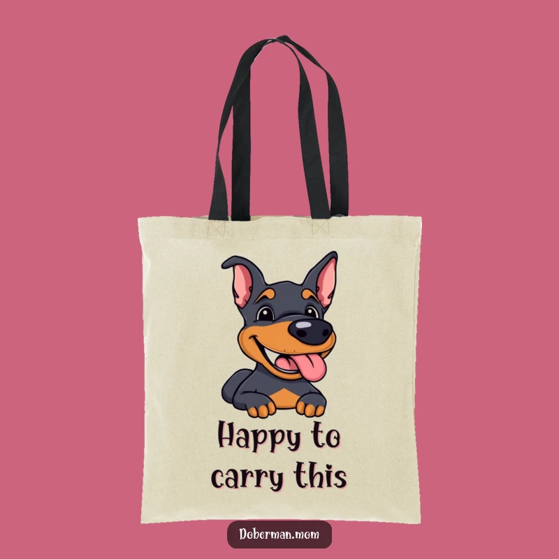 Funny Doberman Tote Bag: Happy Grin Carrier, Stylish and Joyful Funny Gift Idea