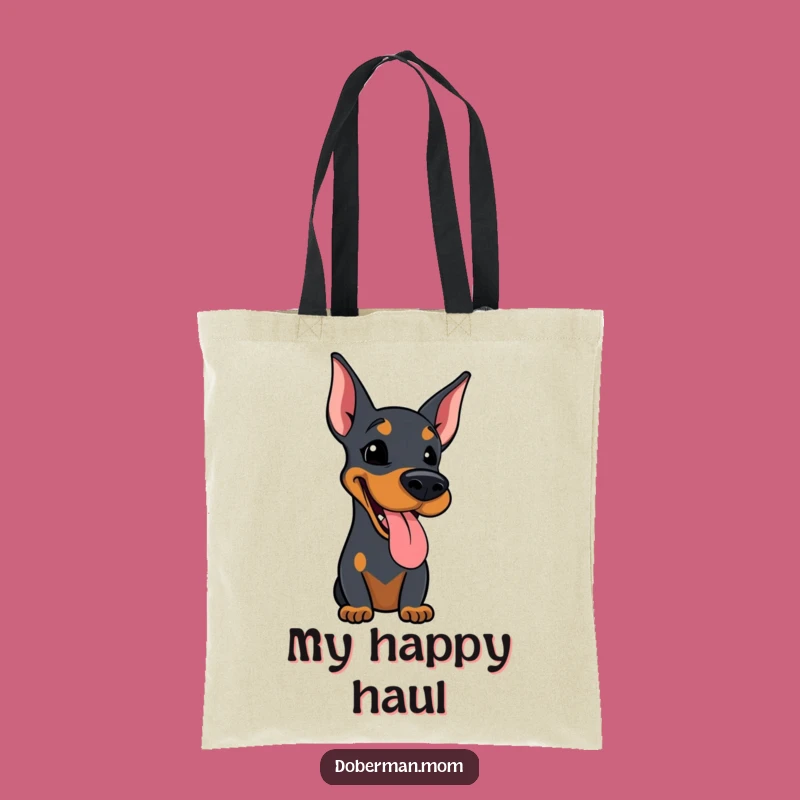 Funny Happy Doberman Tote Bag A Hilarious Carry-All for Dog Lovers