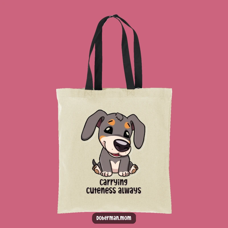 Funny Kawaii Doberman Bowing Tote Bag: Carry Your Cuteness