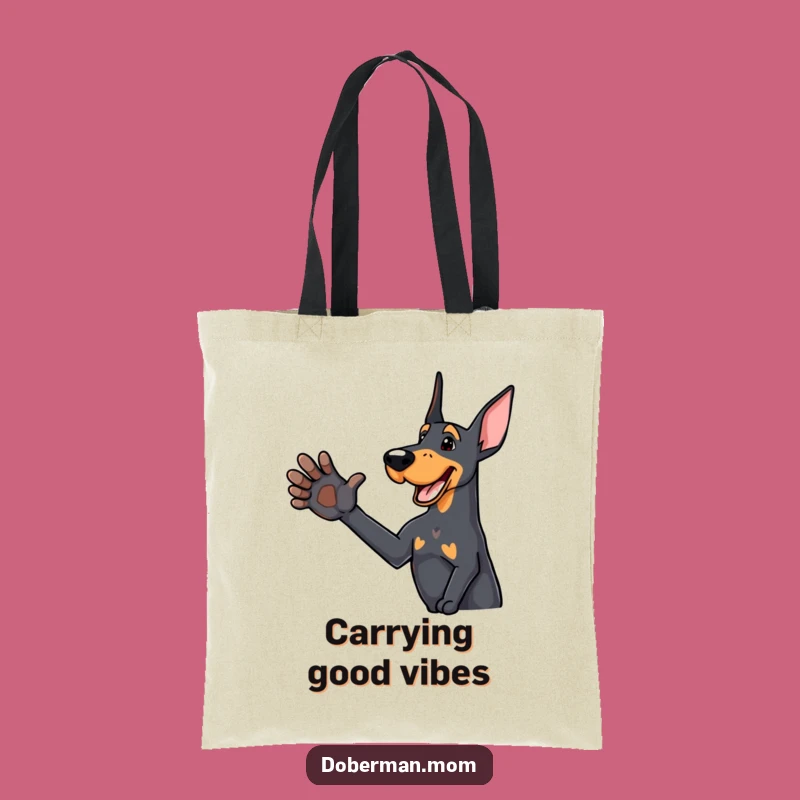 Funny Paw Shake Doberman Tote Bag: Carry Friendliness with This Dog Bag